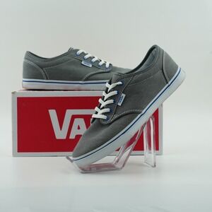 Vans Shoes Womens 7.5 M Grey Blue Atwood Low Tops Canvas Sneakers Lightly Worn